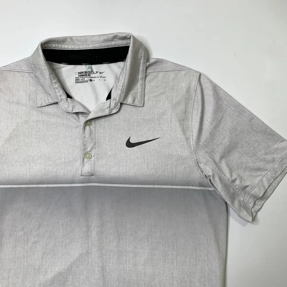 Nike Golf Shirt Mens S Small Standard Dri Fit Mobility Striped Performance Polo